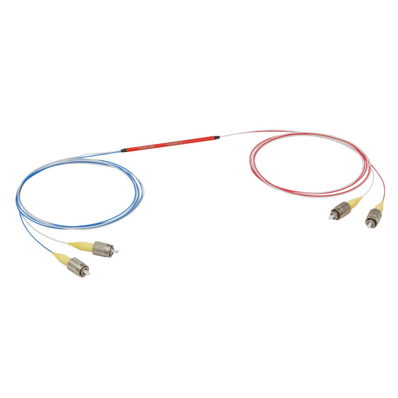 T-TW630R1F2 - 2x2 Wideband Fiber Optic Coupler, 630 ± 50 nm, 99:1 Split, FC/PC Connectors