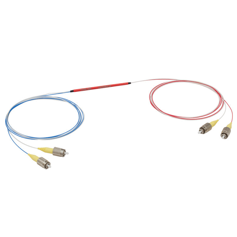 T-TW2000R2F2A - 2x2 Wideband Fiber Optic Coupler, 2000 ± 200 nm, 90:10 Split, SM2000 Fiber, FC/PC