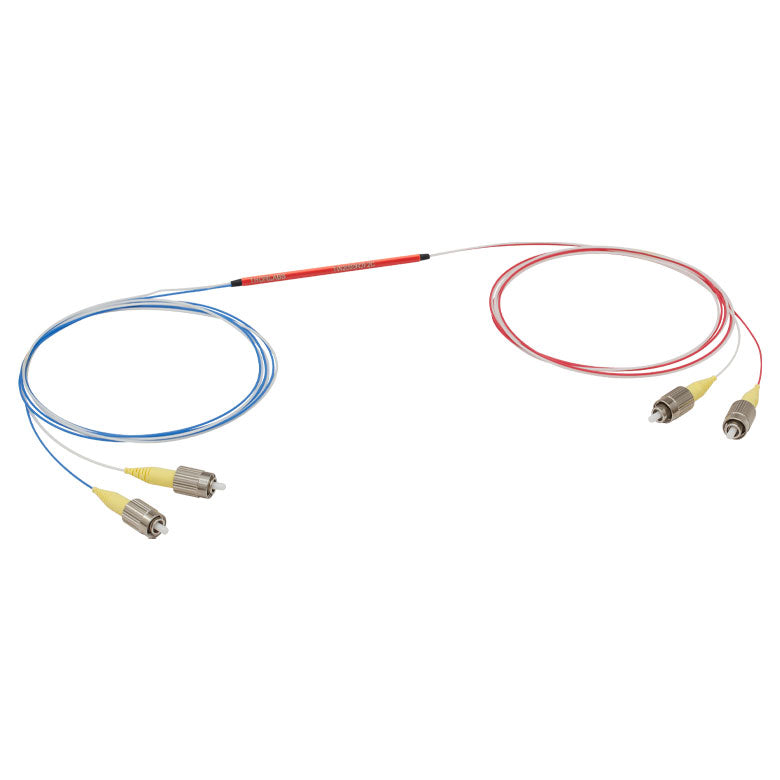 T-TW2000R3F2C - 2x2 Wideband Fiber Optic Coupler, 2000 ± 150 nm, 75:25 Split, SM1950 Fiber, FC/PC