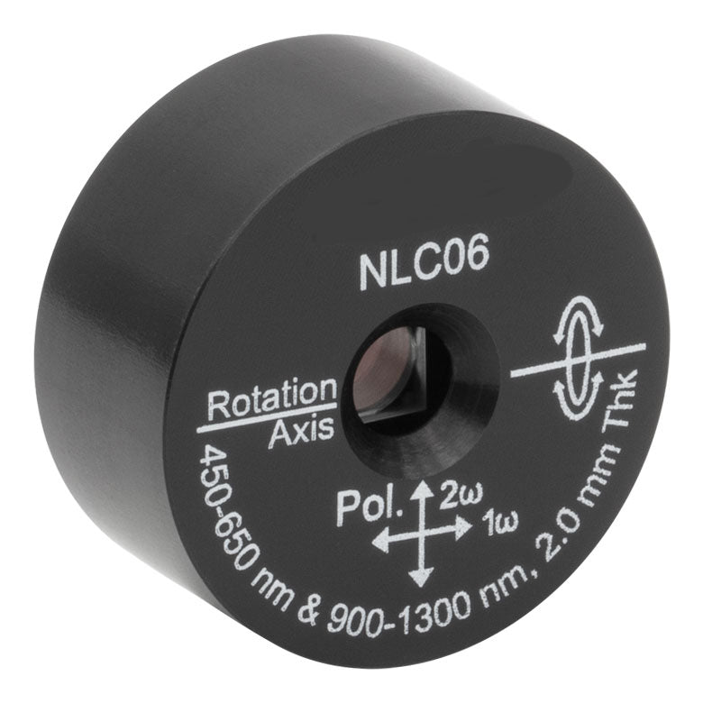 T-NLC06 - Ø1" Mounted β-BBO Crystal, 2.00 mm Thick, θ = 23.3°, 900 - 1300 nm Fund., 450 - 650 nm SHG