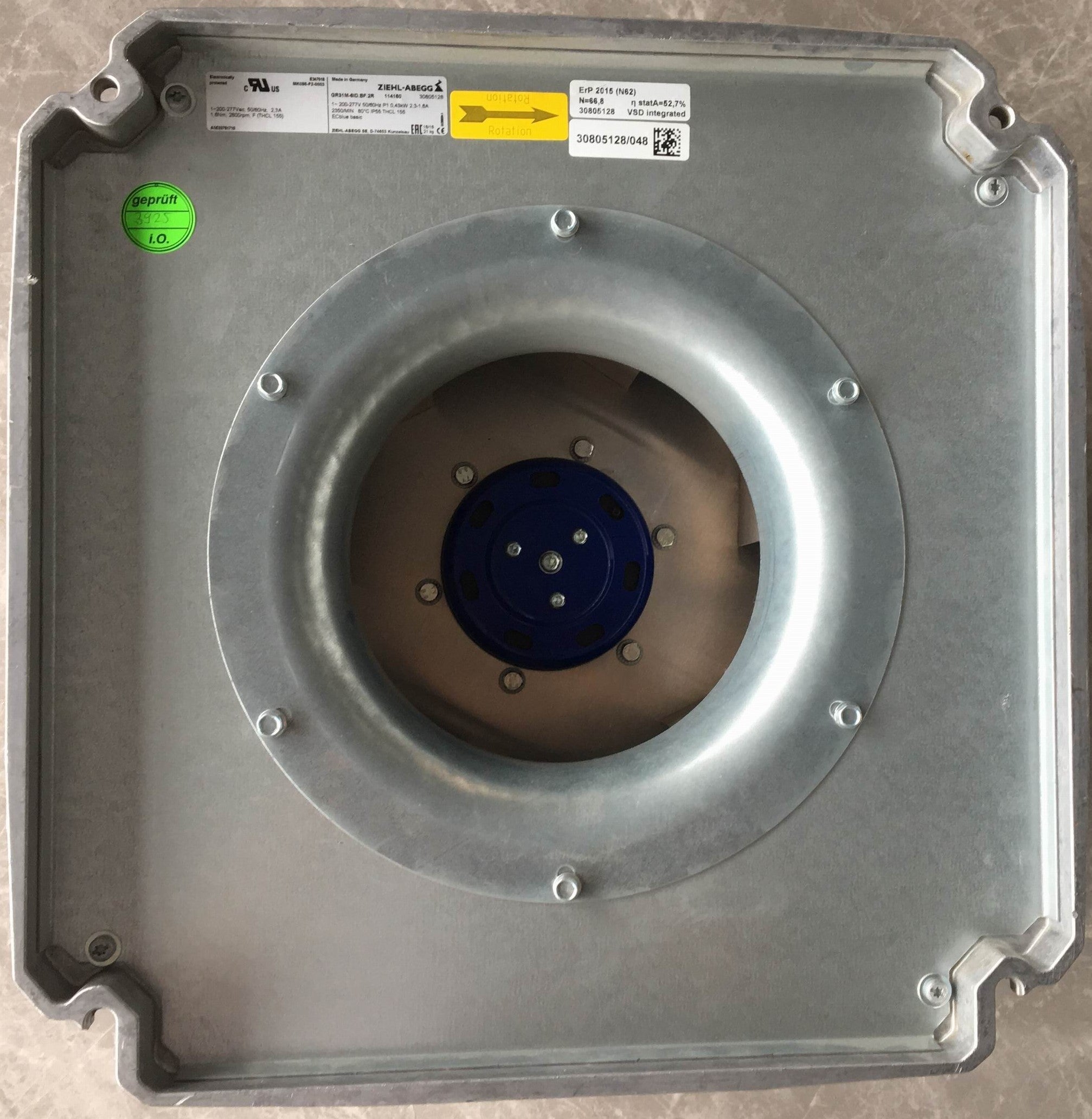 GR31M-6ID.BF.2R  ZIEHL-ABEGG centrifugal fan 200-277V 0.38KW 1.9/1.35A 2350rpm