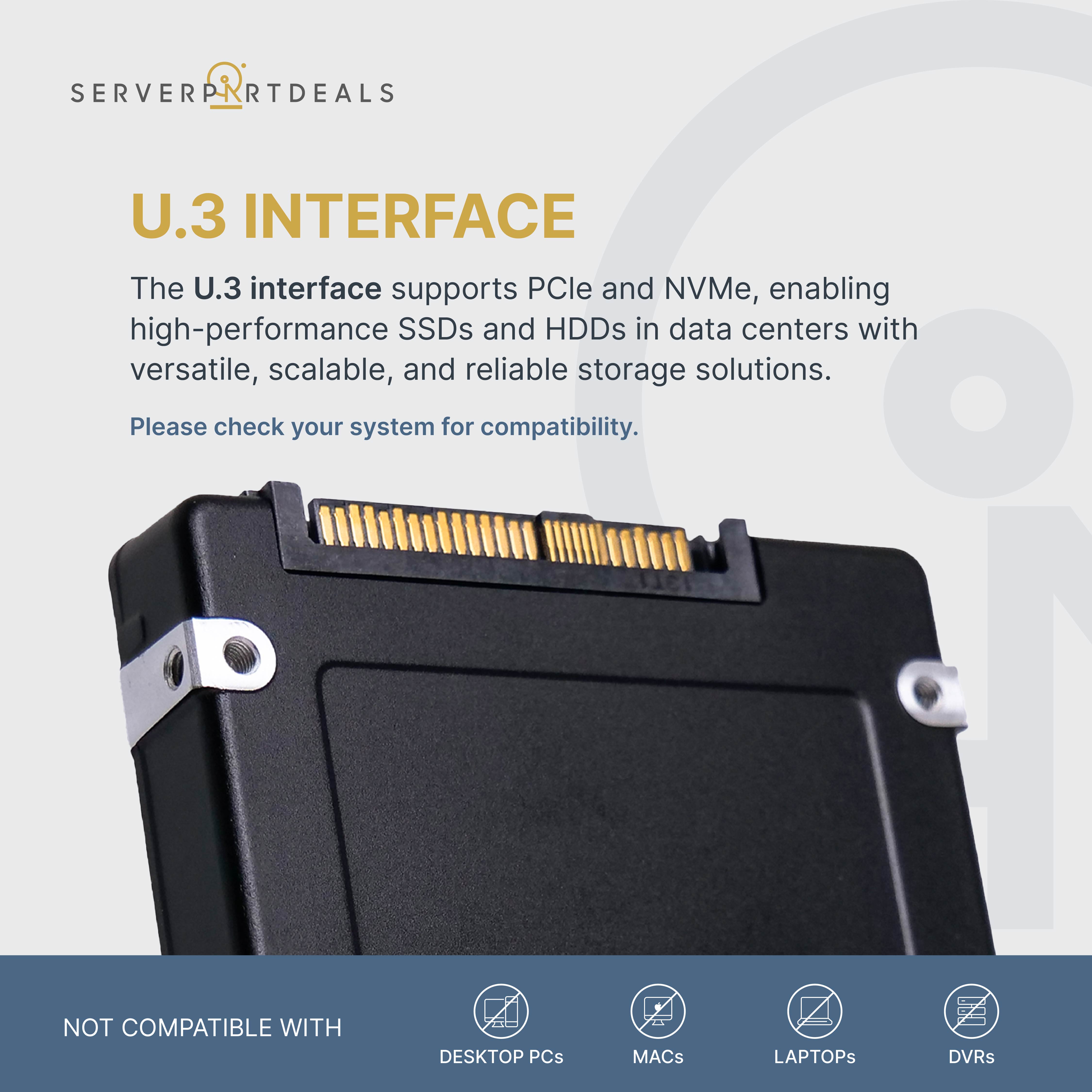 HP/Micron 7450 MAX MTFDKCC6T4TFS 6.4TB 3 DWPD PCIe Gen 4.0 x4 8GB/s 3D TLC U.3 NVMe 2.5in Refurbished SSD