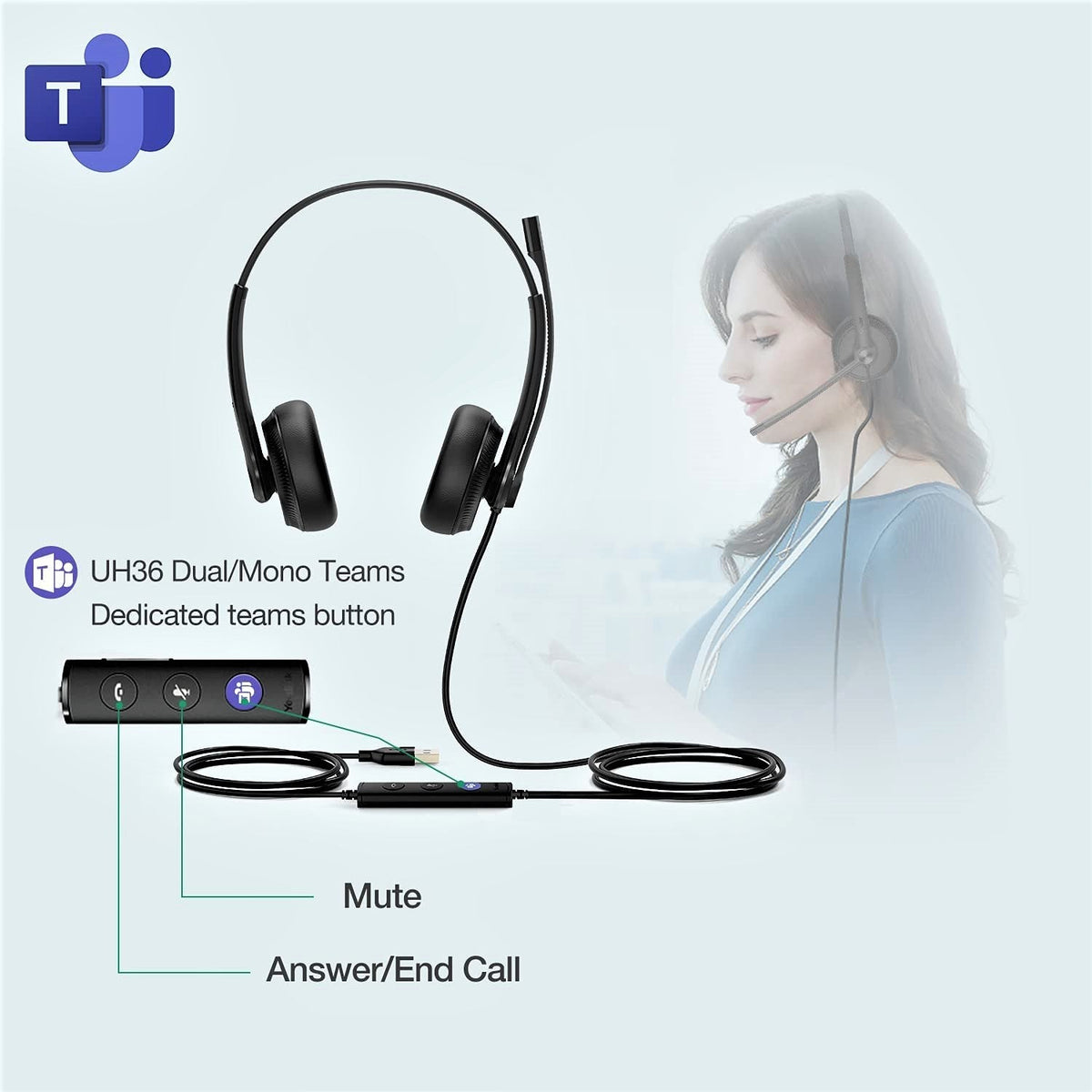 Yealink UH34 SE Dual/Mono USB Wired Headset