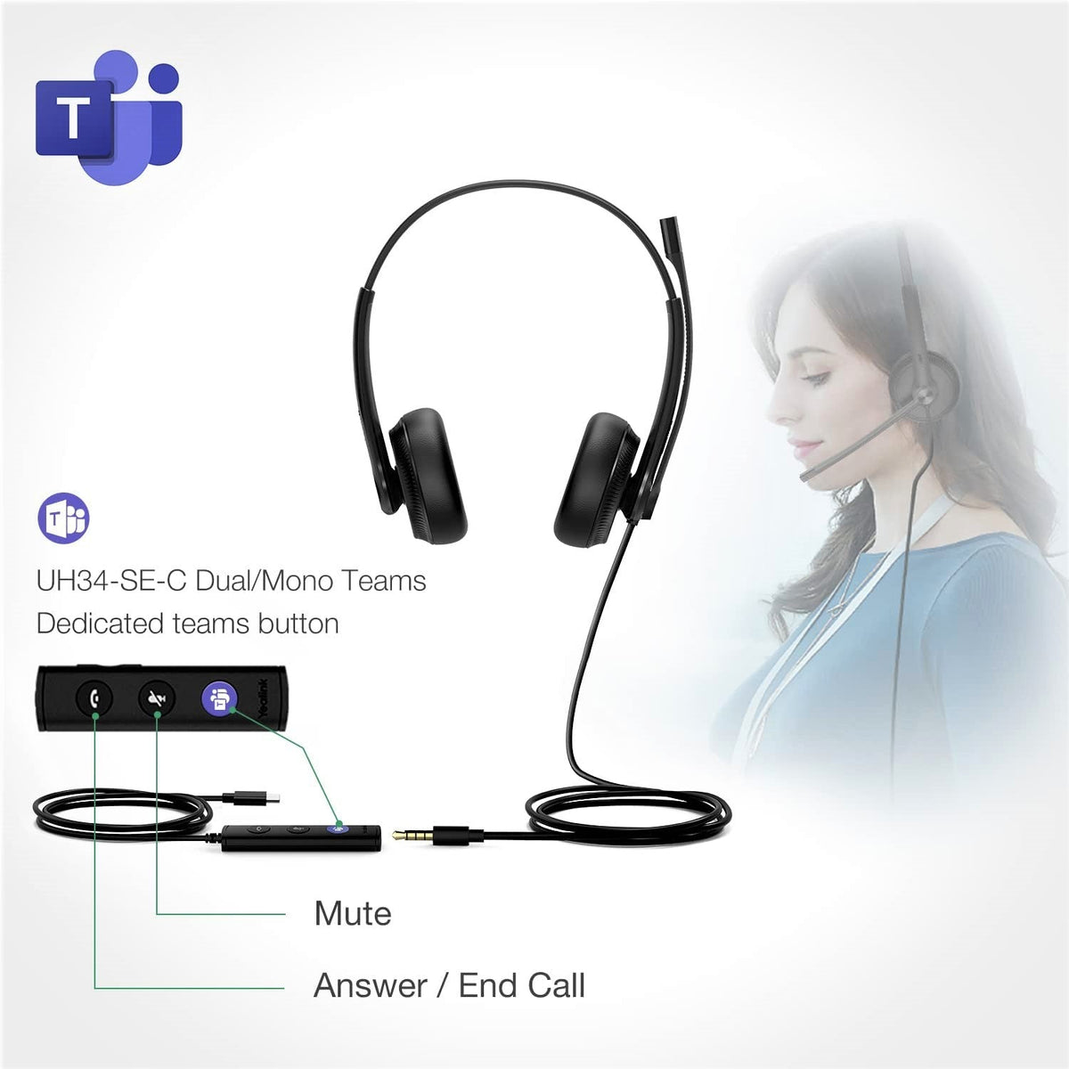 Yealink UH34 SE Dual/Mono USB Wired Headset