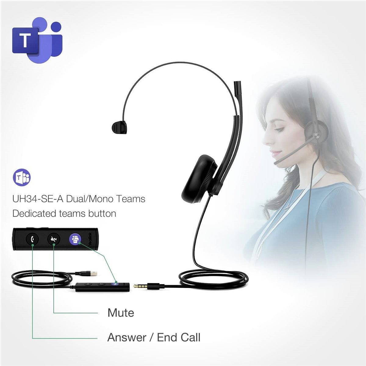 Yealink UH34 SE Dual/Mono USB Wired Headset