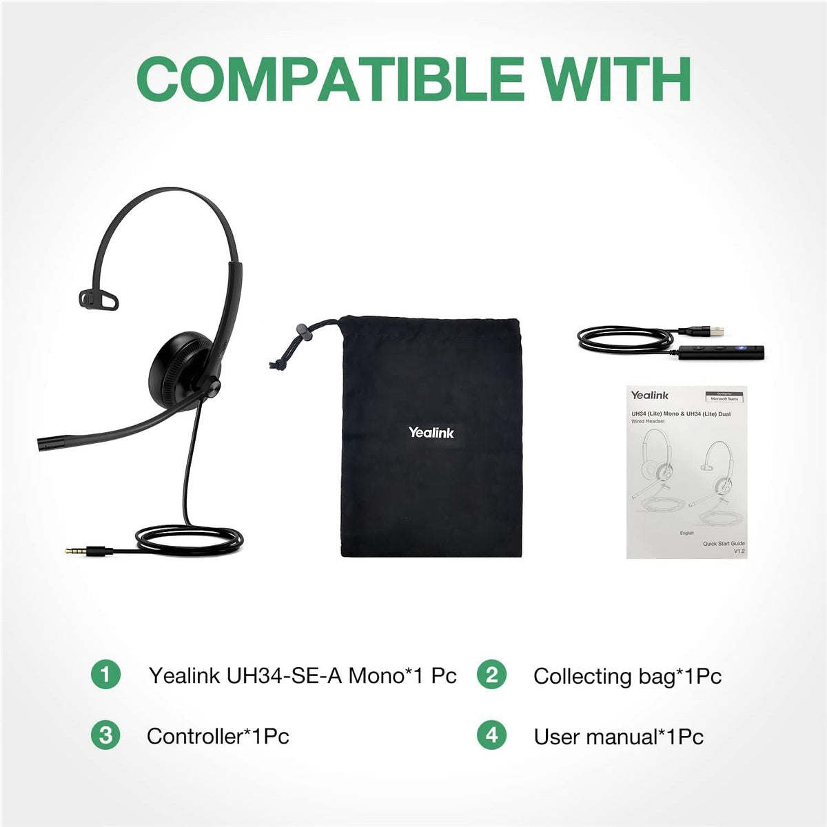 Yealink UH34 SE Dual/Mono USB Wired Headset