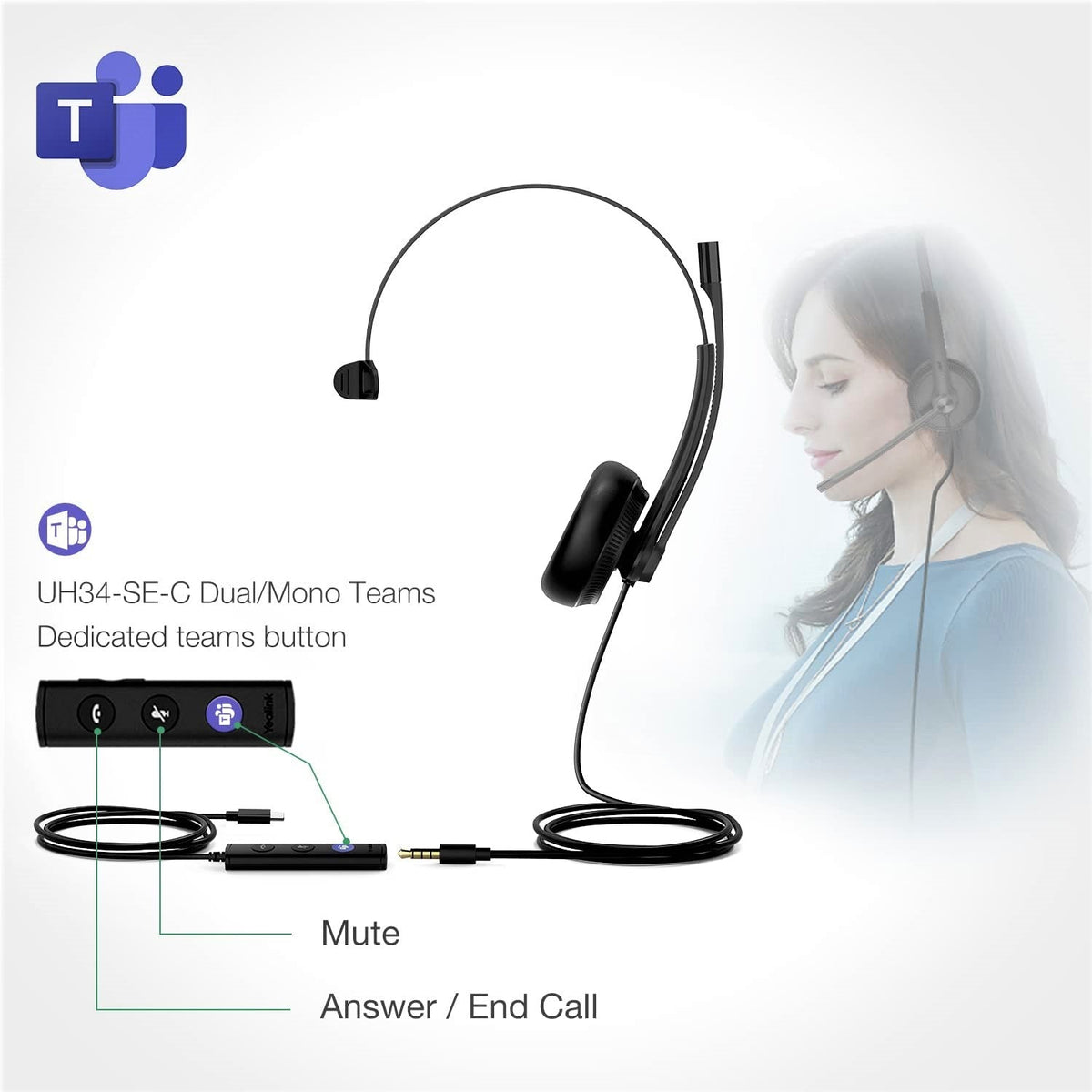 Yealink UH34 SE Dual/Mono USB Wired Headset