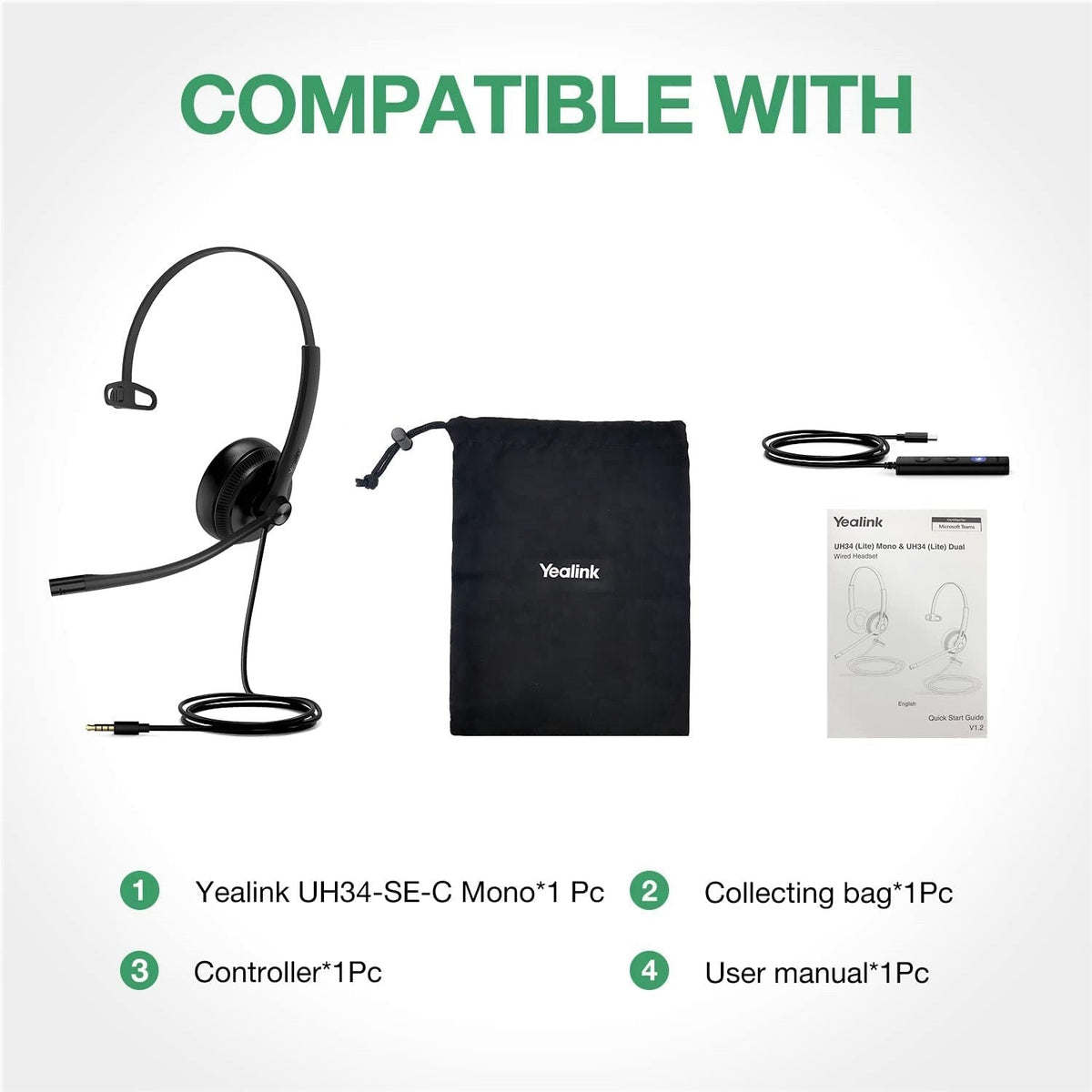 Yealink UH34 SE Dual/Mono USB Wired Headset