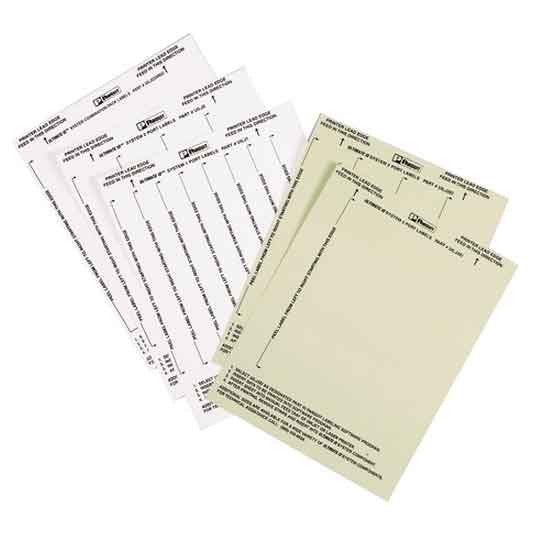 White, non-adhesive polyester labels, 99 per sheet, three port labels, 0.236"H X 1.950" W