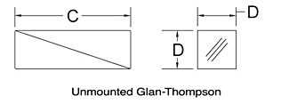 T-GTH5-B - Glan-Thompson Calcite Polarizer, 5 mm x 5 mm Clear Aperture, ARC: 650 -1050 nm