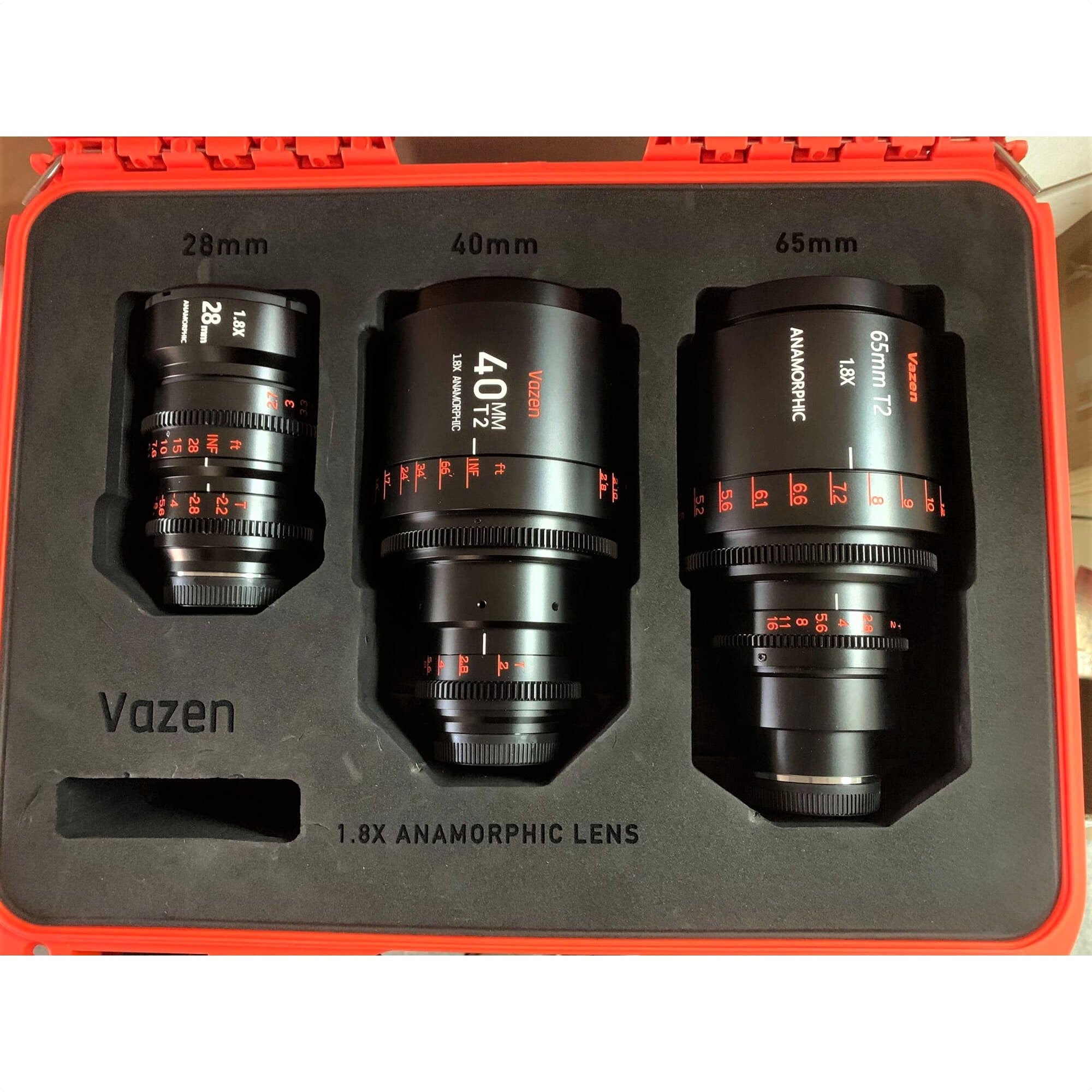 Vazen 28mm, 40mm, 65mm MFT Lens Bundle with Hard Case (Blue)