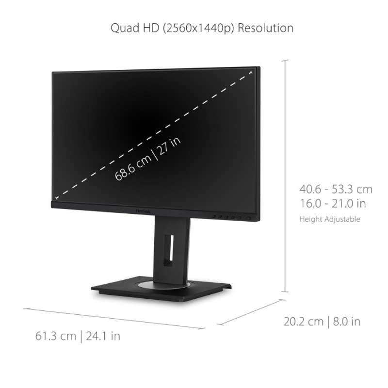 Viewsonic 27" QHD USB-C Docking Monitor with 100W Power Delivery & RJ45