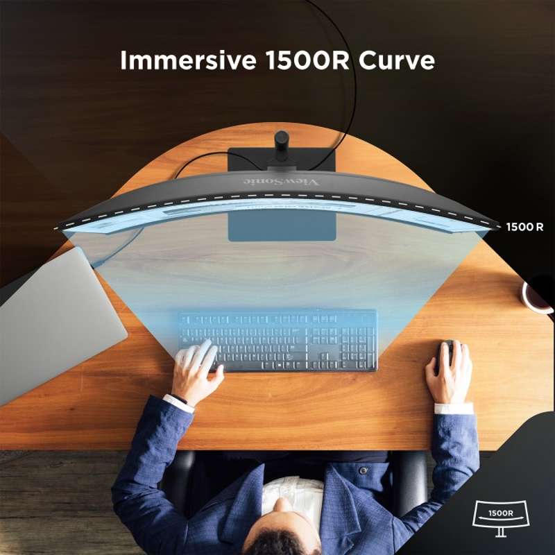 Viewsonic 34" UWQHD Curved USB-C Docking Monitor with 100W Power Delivery & RJ45 Ethernet