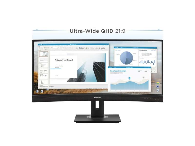 Viewsonic 34" UWQHD Curved USB-C Docking Monitor with RJ45 Ethernet