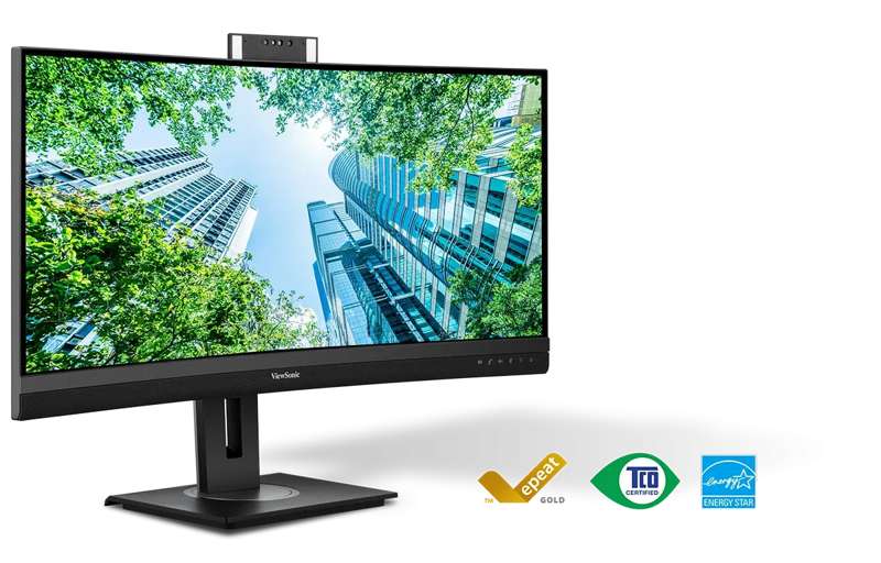 Viewsonic 34" UWQHD Curved Video Conferencing Docking Monitor with Windows Hello IR Webcam