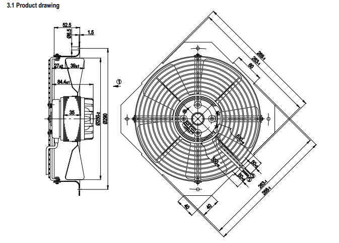 W2D250-GA04-15 Ebmpapst 380V 0.27A 120W Cooling Fan