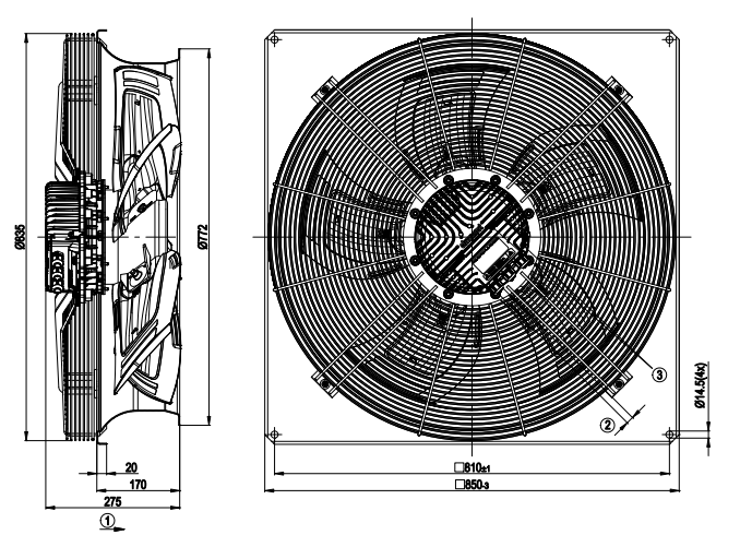 W3G710-GU21-01 2830W 380/480V 4.3A 1250rpm EBMpapst Axial Fan