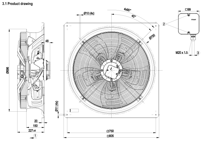 W4D630-GD01-01 replace Ebmpapst Axial Fan W4D630-GJ01-01