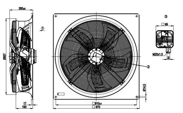 W6D800-GU01-01 ebm papst 400V fan