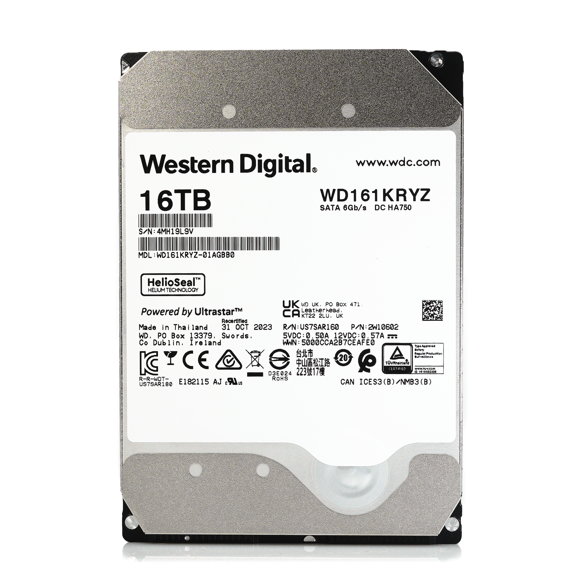 Western Digital Gold WD161KRYZ 16TB 7.2K RPM SATA 6Gb/s 512e Enterprise 3.5in Recertified Hard Drive