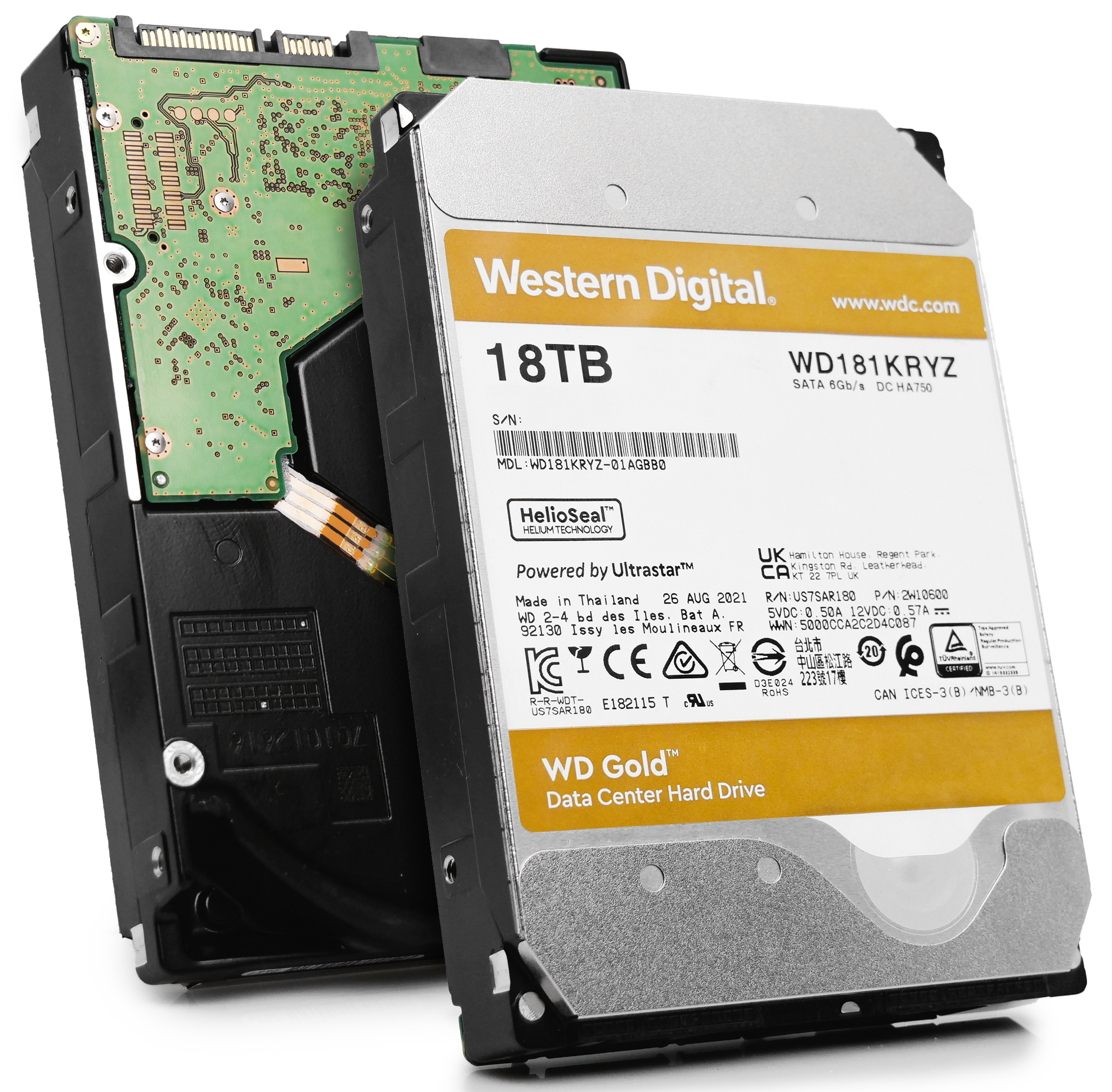 Western Digital Gold WD181KRYZ 18TB 7.2K RPM SATA 6Gb/s 512e Enterprise 3.5in Refurbished HDD