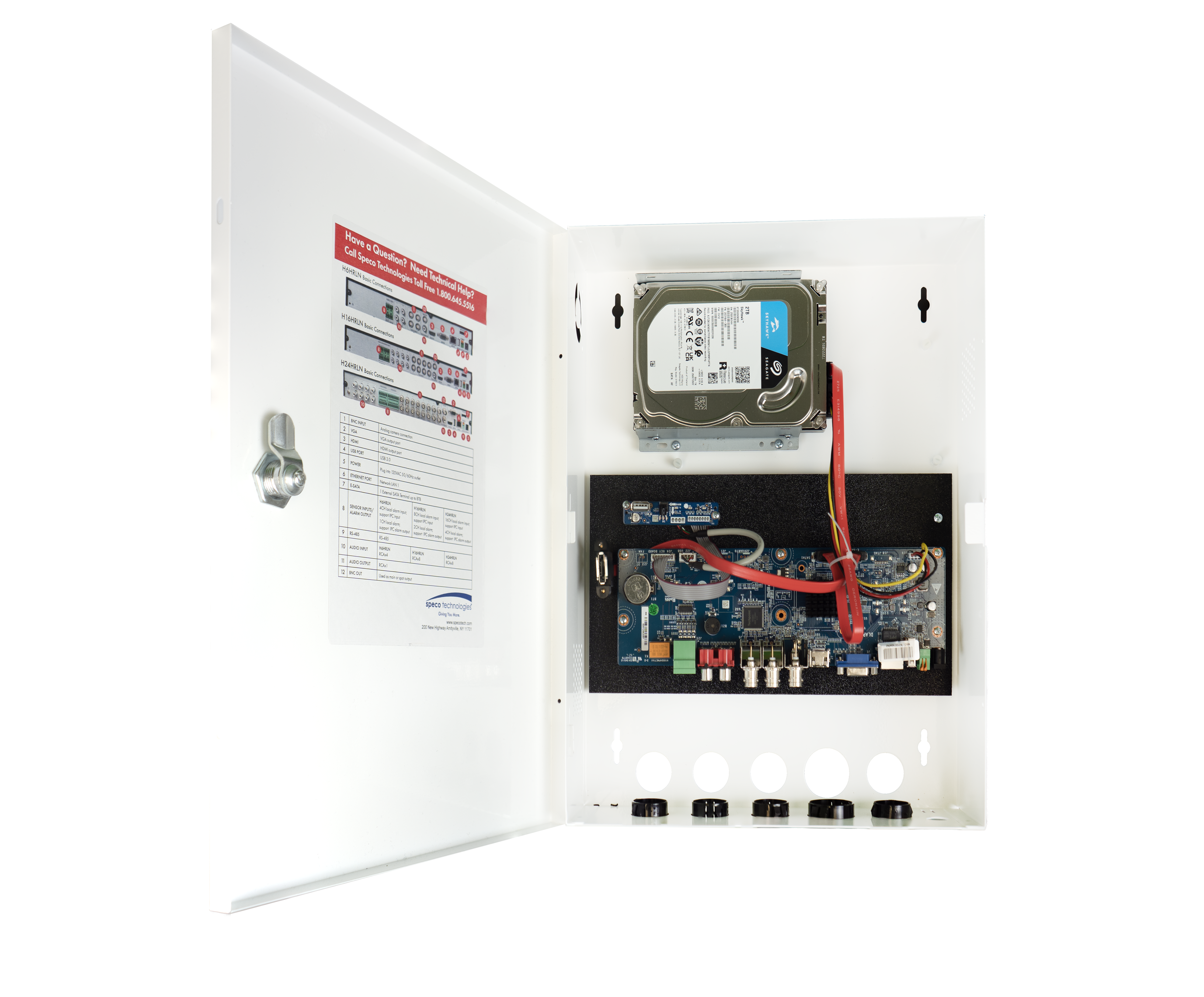 Speco Technologies H16WHRLN2TB 16 Ch. Wall Mount Hybrid Recorder -  8 Hybrid (TVI or IP) + 8 IP, NDAA, 2TB