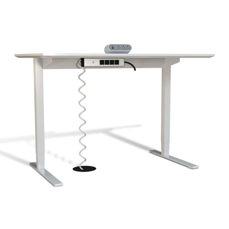 Wiremold Sit Stand Desk Power Hub with Quad Outlets and USB Ports, White