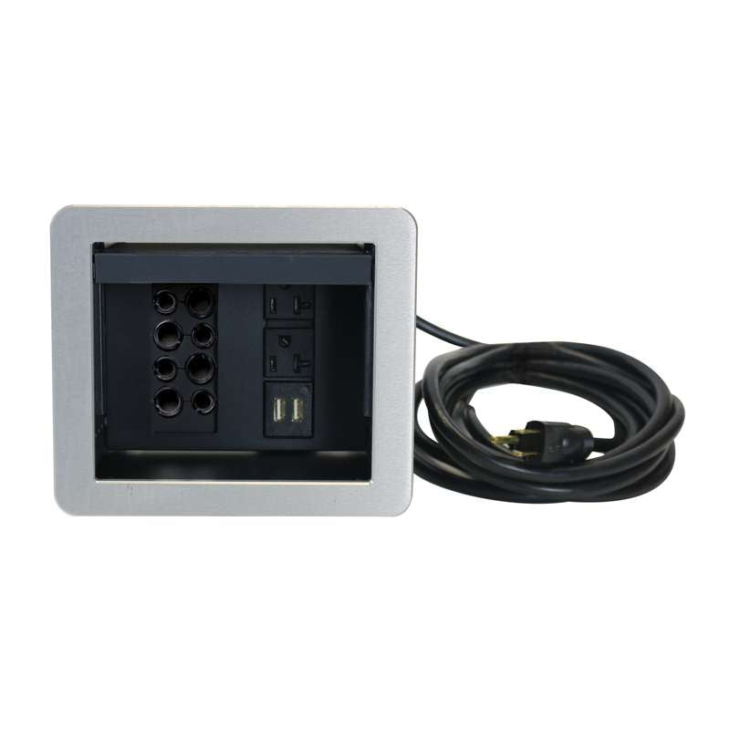 Wiremold InteGreat A/V TABLE BOX WITH USB, CORD ENDED, ALUMINUM