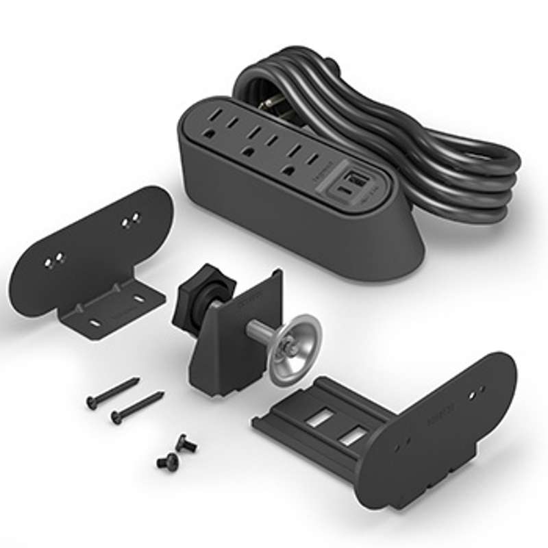 Wiremold Desktop Power Center Slim, 3 Outlets, USB A/C, Black