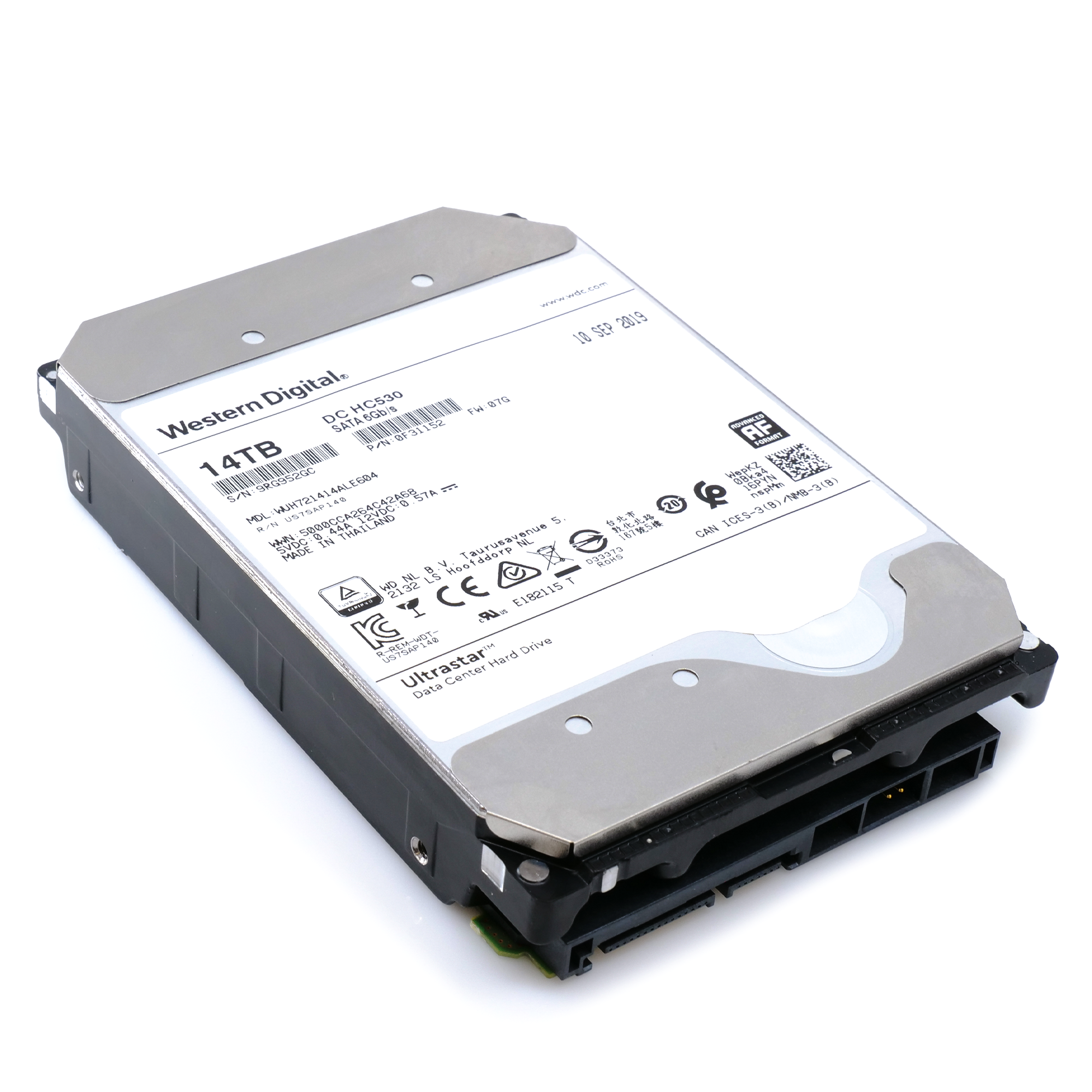 Western Digital Ultrastar DC HC530 WUH721414ALE604 14TB 7.2K RPM SATA 6Gb/s 512e 3.5in Refurbished HDD