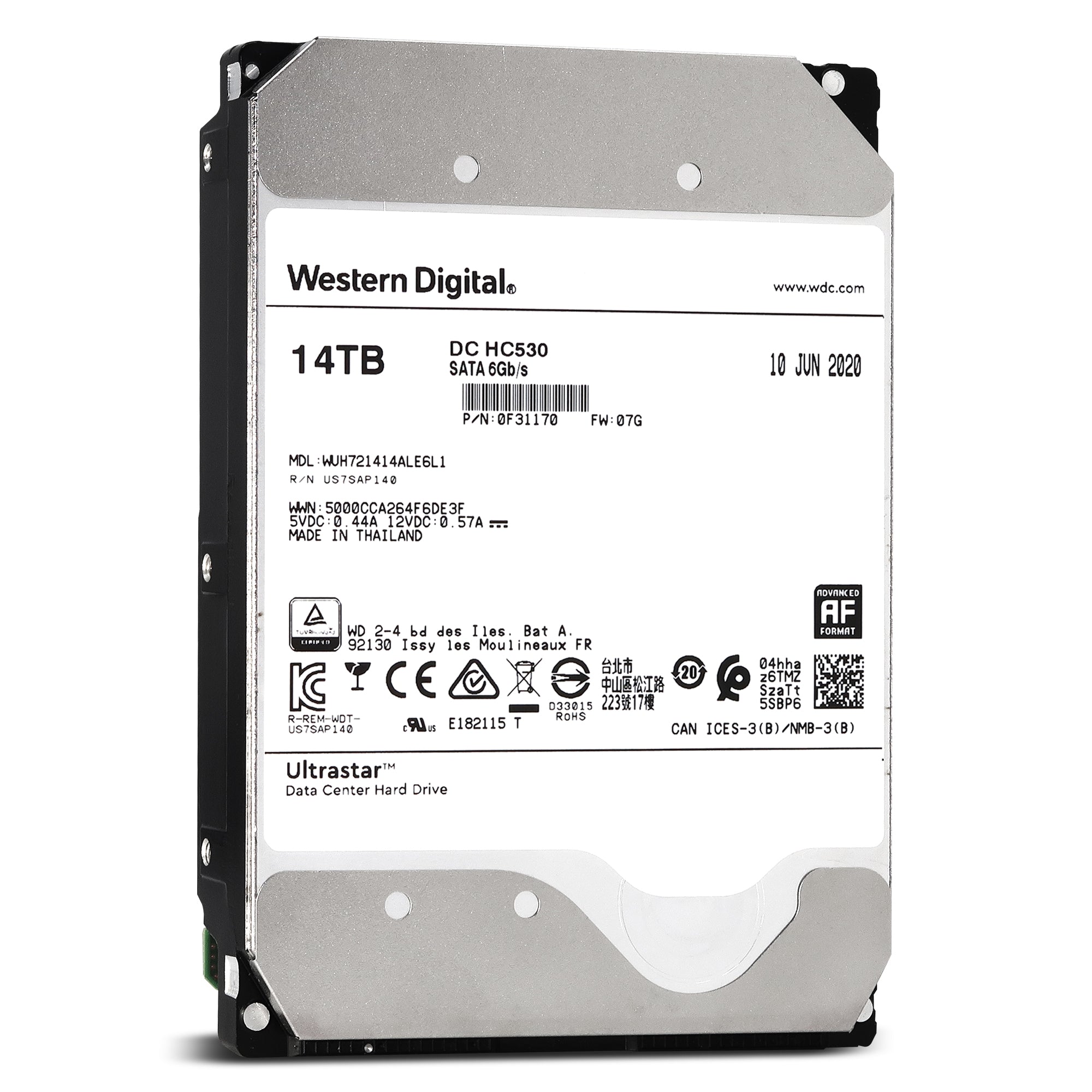 Western Digital Ultrastar DC HC530 WUH721414ALE6L1 0F31170 14TB 7.2K RPM SATA 6Gb/s 512e SED 3.5in Recertified Hard Drive