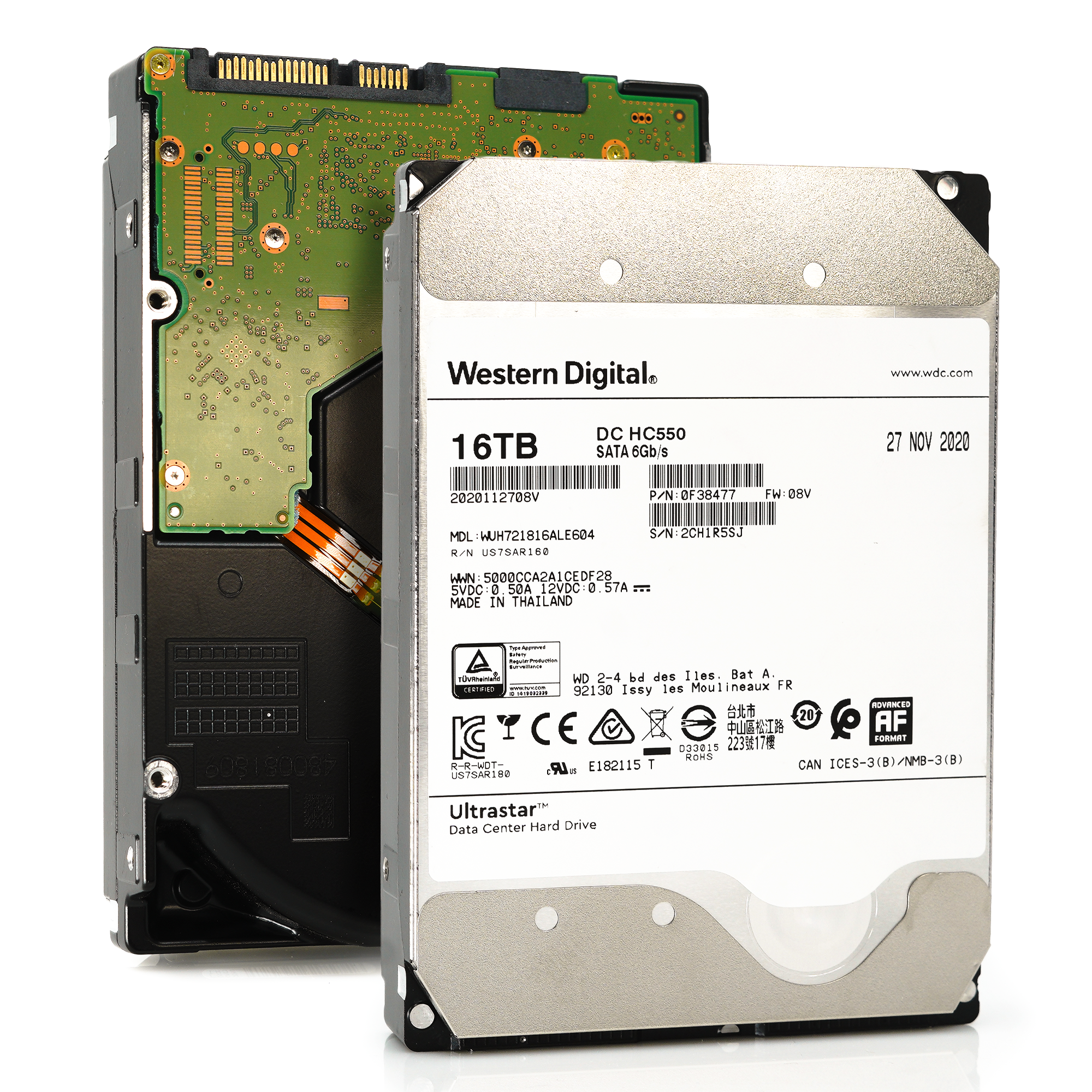 Western Digital Ultrastar DC HC550 WUH721816ALE604 0F38477 16TB 7.2K RPM SATA 6Gb/s 512e 3.5in Power Disable Refurbished HDD