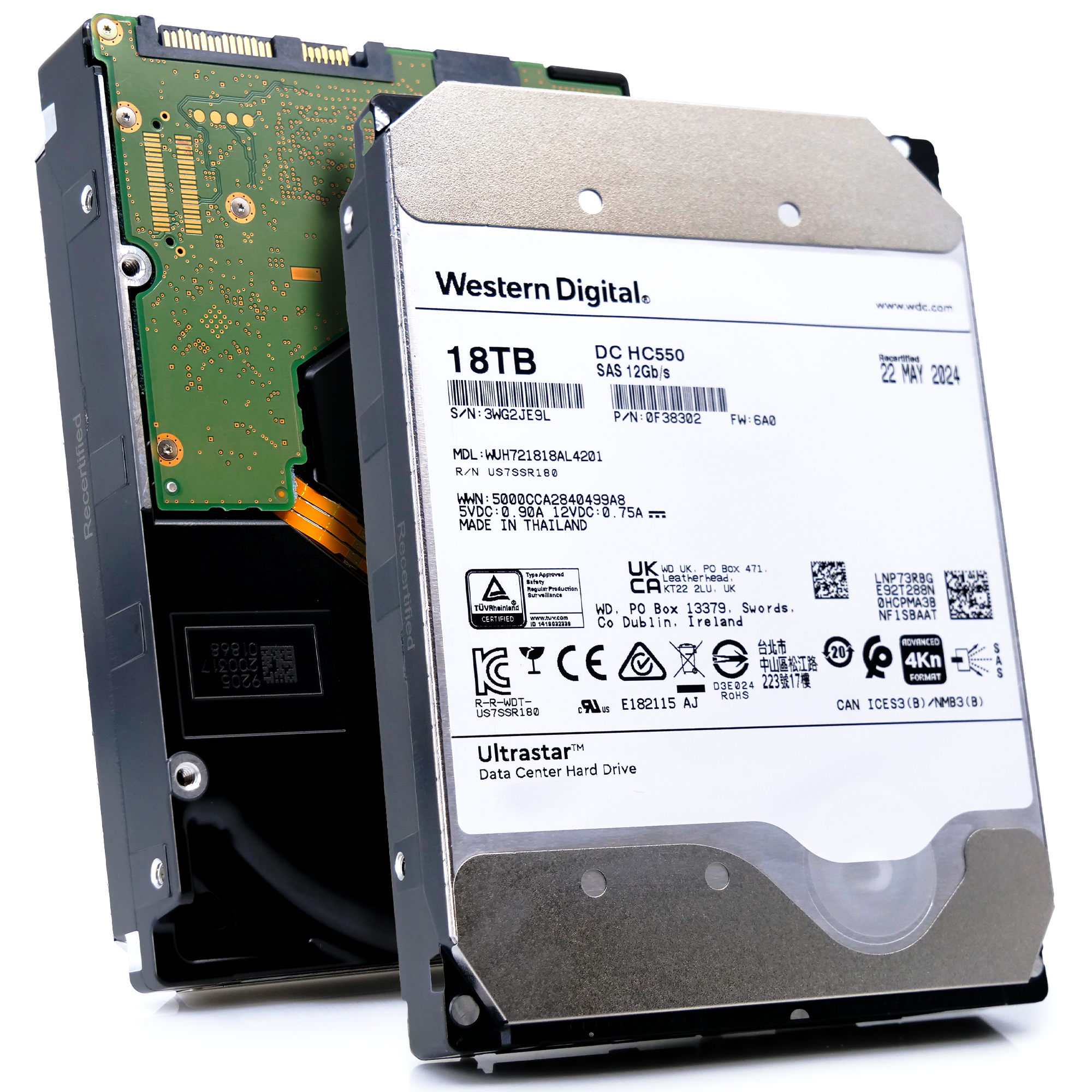 Western Digital Ultrastar HC550 WUH721818AL4201 0F38302 18TB 7.2K RPM SAS 12Gb/s 4Kn 3.5in Refurbished HDD