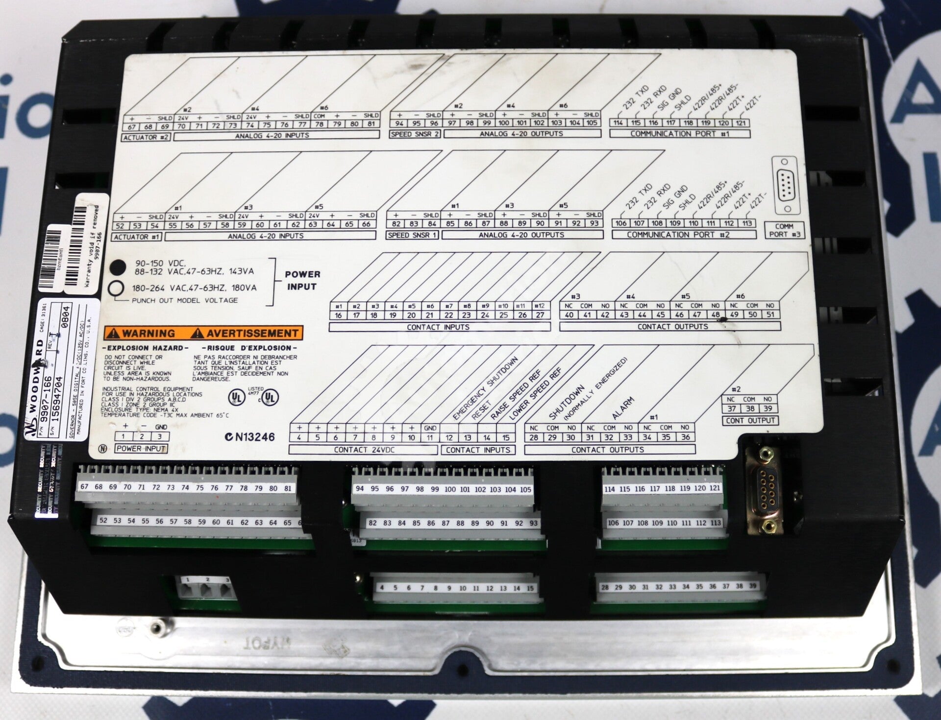 9907-166 By Woodward 125 VAC Governor Control Unit