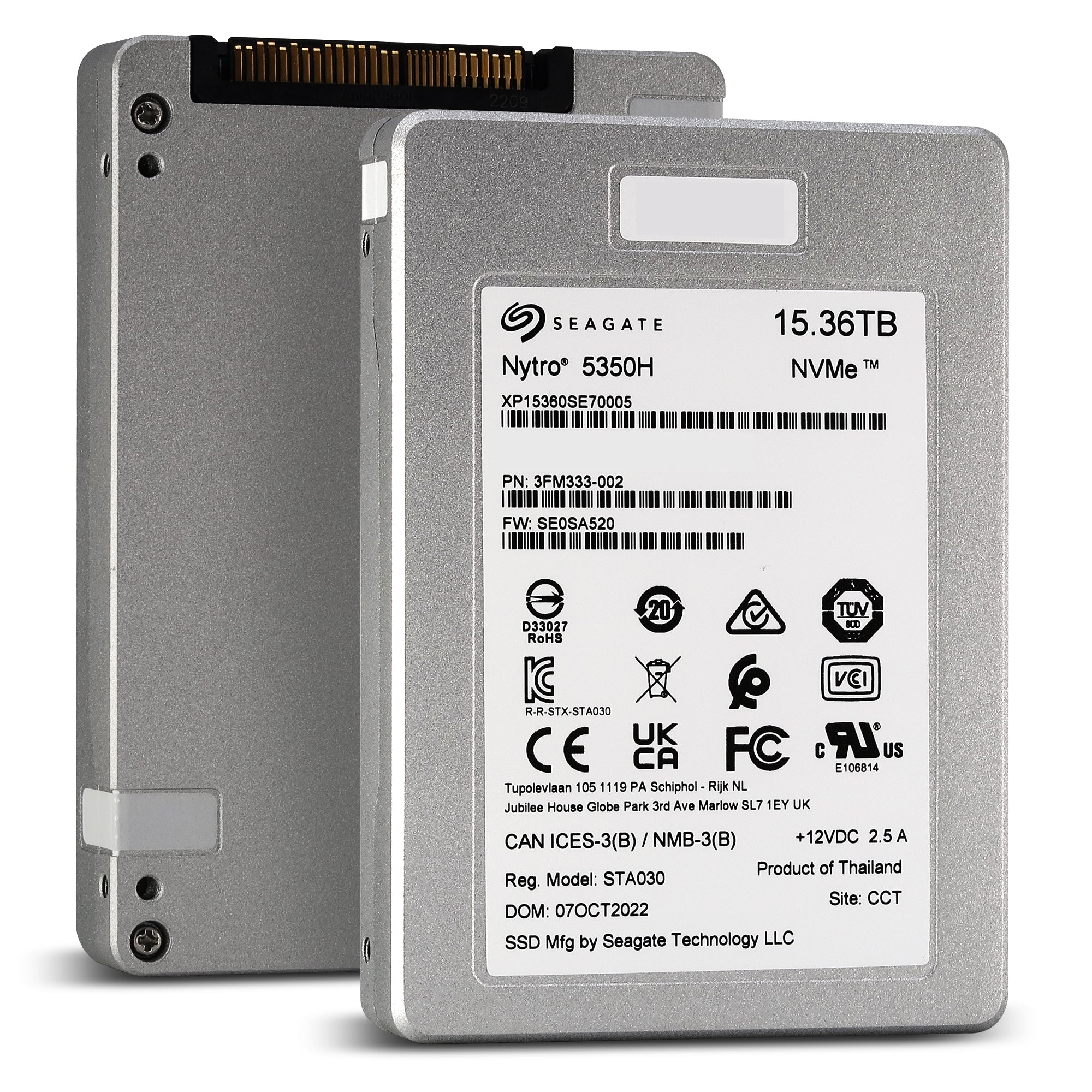 Seagate Nytro 5350H XP15360SE70005 3FM333-002 15.36TB PCIe Gen 4.0 x4 8GB/s 3D TLC U.3 NVMe 2.5in Solid State Drive