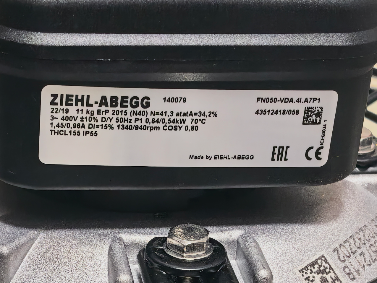 FN050-VDA.4I.A7P1 ZIEHL-ABEGG Axial Fan 400-460V Dual-Speed Industrial Cooling Solution