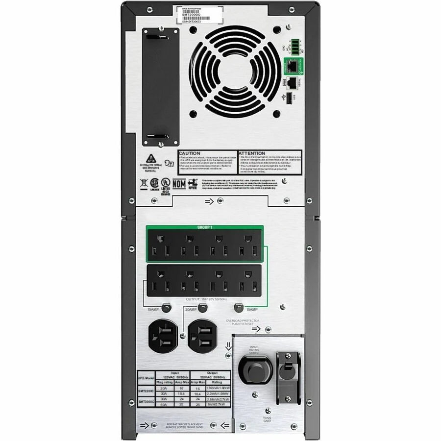 APC Smart-UPS, Line Interactive, 3kVA, Tower, 120V, 8 NEMA 5-15R+2 NEMA 5-20R outlets, SmartConnect Port+SmartSlot, AVR, LCD [TAA]