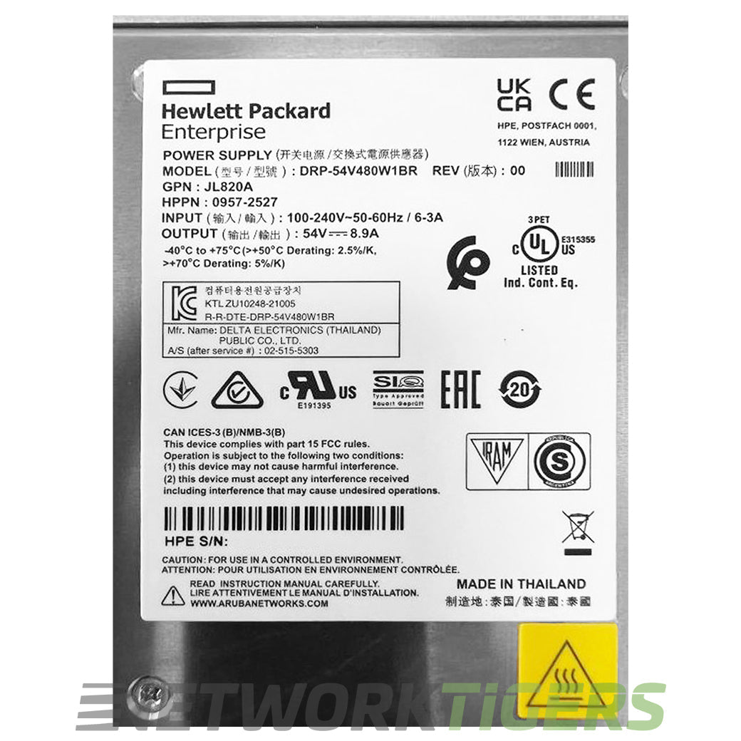 NEW HPE Aruba JL820A CX 4100i Series PoE 54VDC 480W 100-240VAC DIN Power Supply