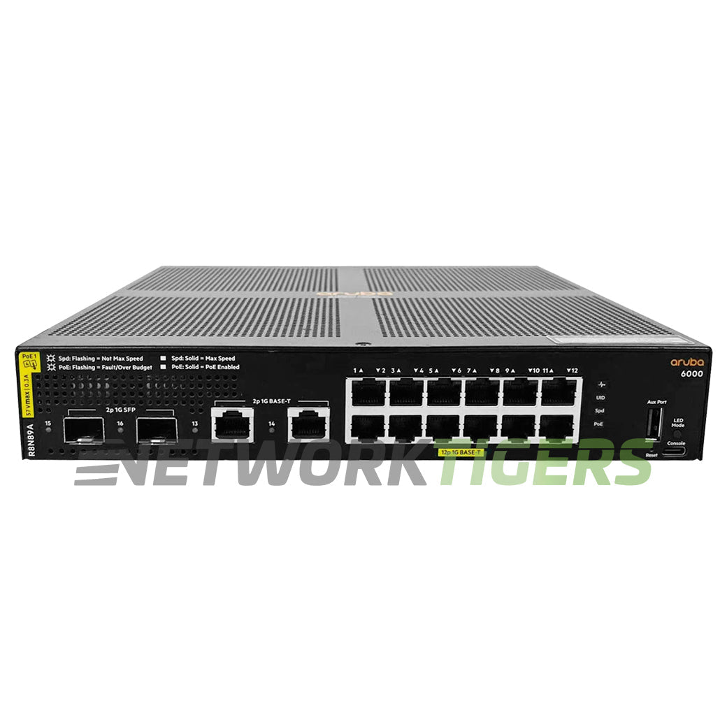 NEW HPE Aruba R8N89A CX 6000 Series 12x 1GB PoE RJ-45 2x 1GB Combo Switch