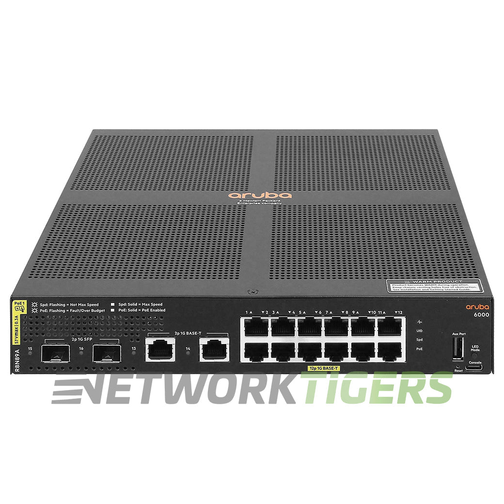 NEW HPE Aruba R8N89A CX 6000 Series 12x 1GB PoE RJ-45 2x 1GB Combo Switch