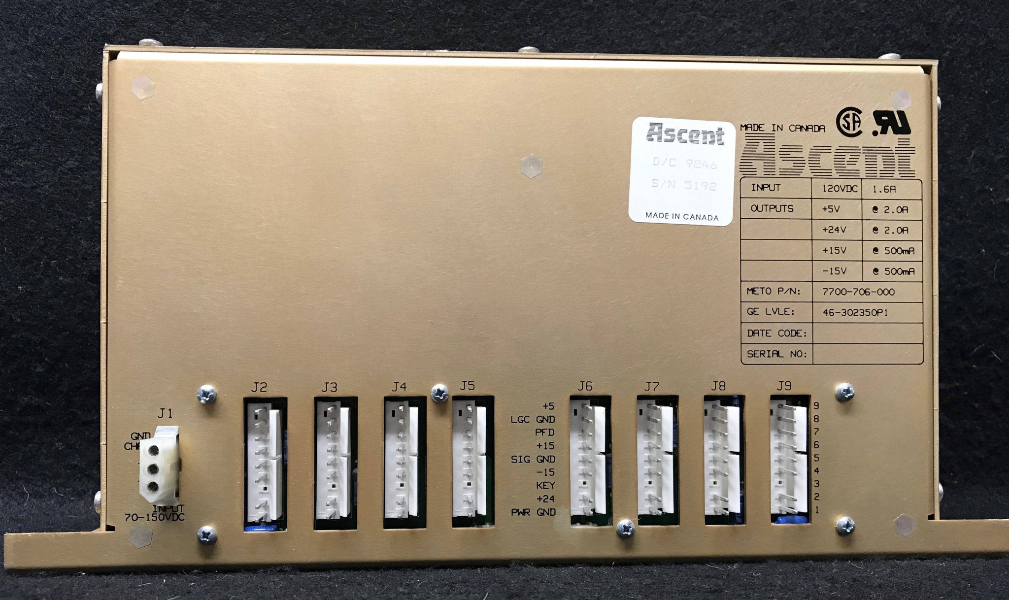 Ascent LVLE Power Supply (46-302350P1) GE AMX 4