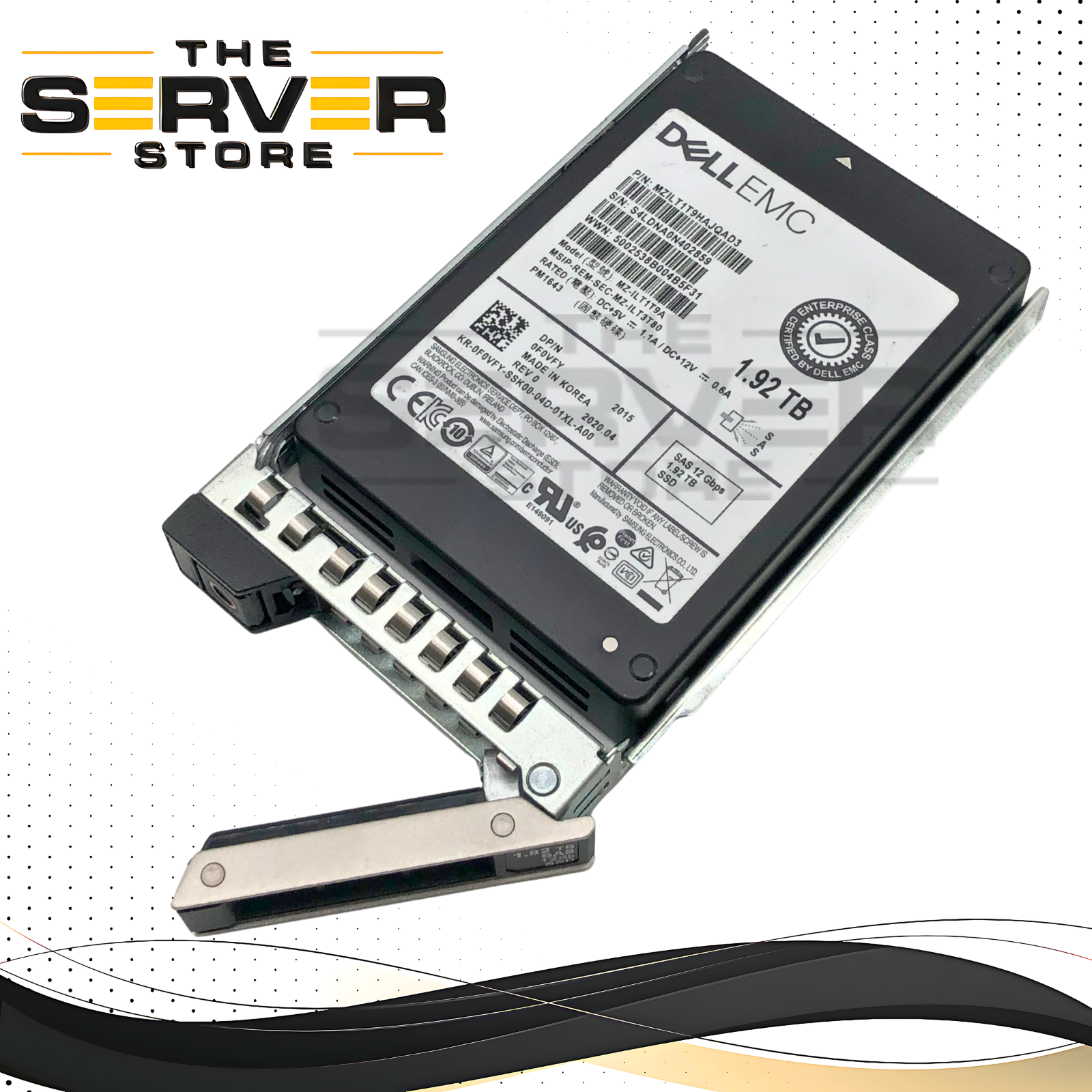 Dell EMC 1.92TB SAS 12G RI SFF 2.5" SSD Samsung PM1643 MZ-ILT19A 0F0VFY F0VFY