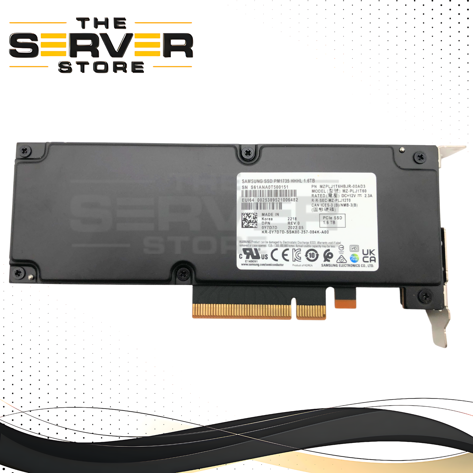 Dell 1.6TB NVMe MU PCIe Gen 4.0 x8 HHHL AIC SSD Samsung PM1735 MZ-PLJ1T60 0Y7D7D Y7D7D
