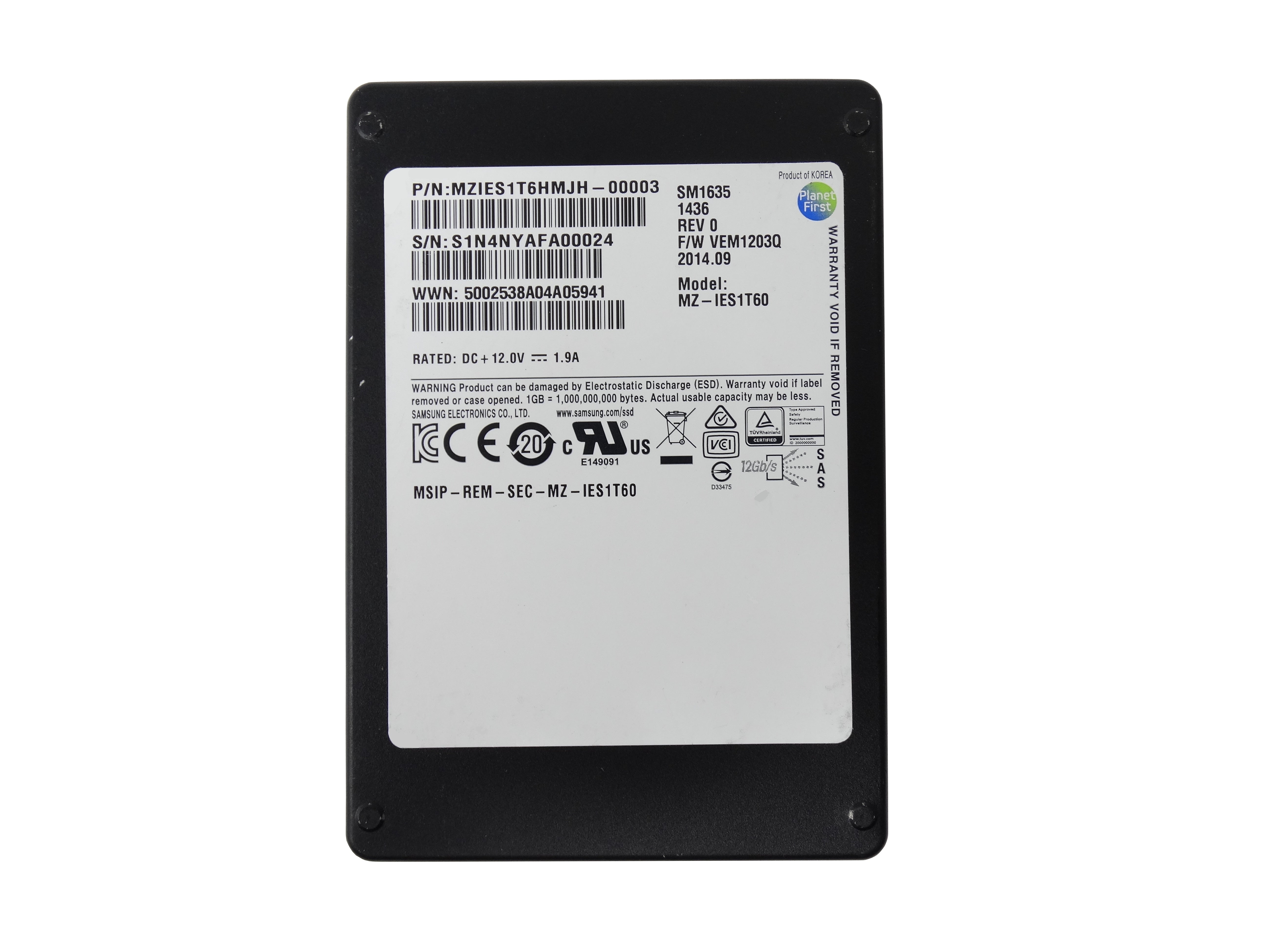 Samsung SM1635 Enterprise 1.6TB SAS 12Gbps 2.5 SSD (MZIES1T6HMJH)