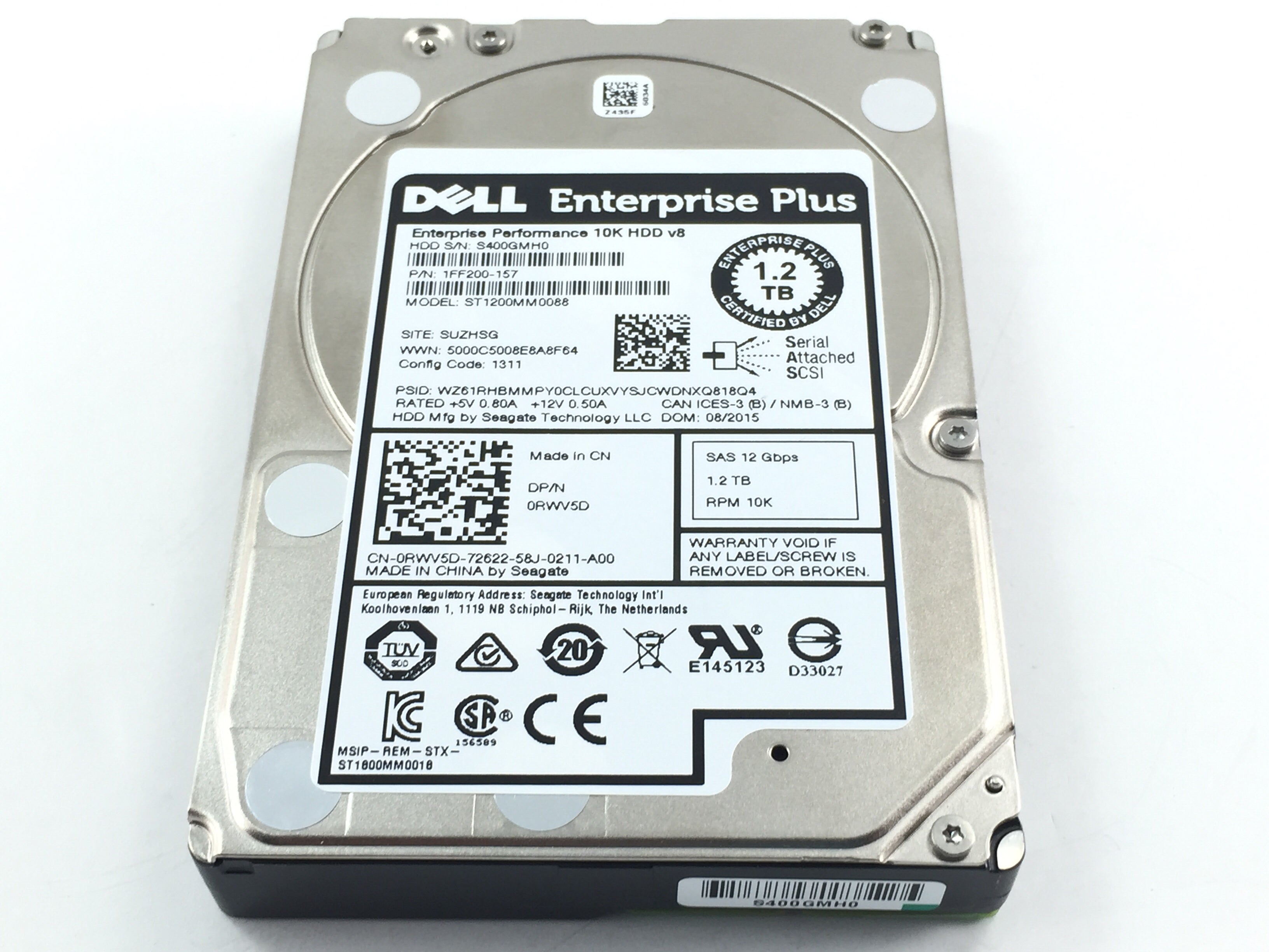 Dell Enterprise 1.2TB SAS 12G 10K 2.5'' Hard Drive 0RWV5D RWV5D ( NO TRAY)