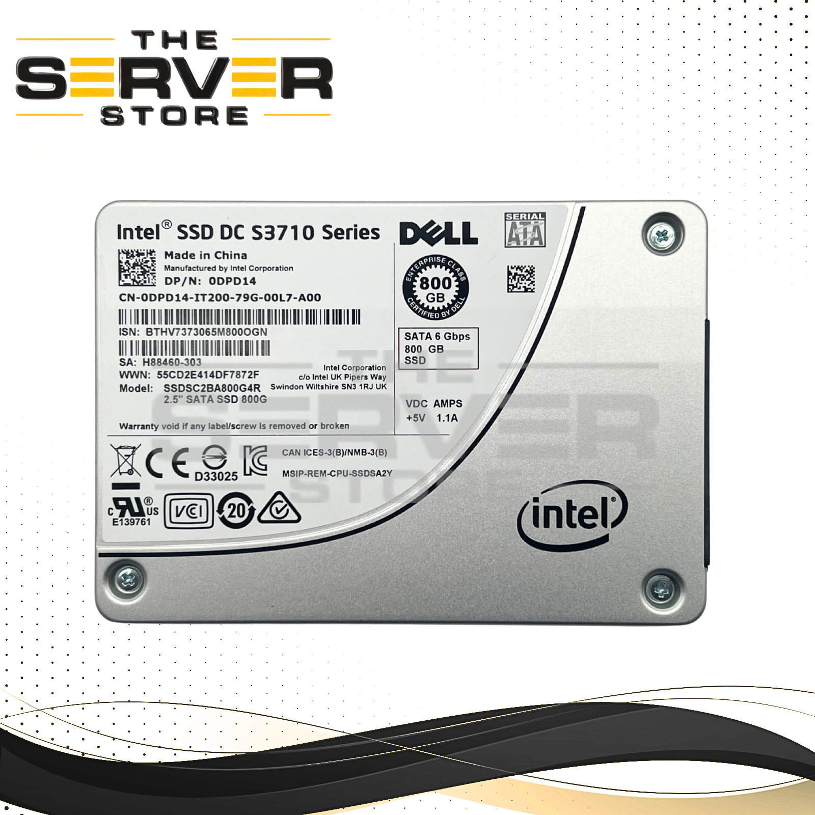 Dell 800GB SATA 6G WI SFF 2.5" 7mm SSD Intel DC S3710 Series SSDSC2BA800G4R 0DPD14 DPD14