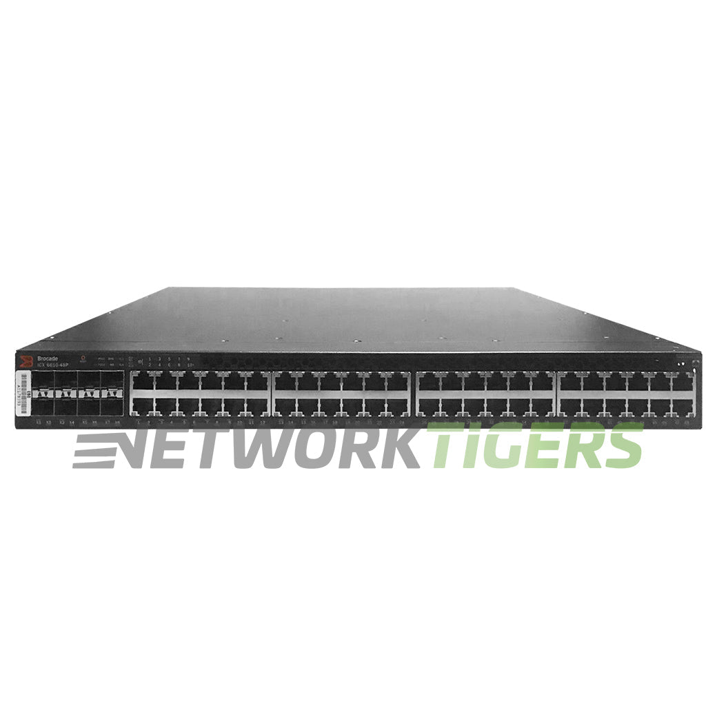 NEW Brocade ICX6610-48P-PE 48x 1GB PoE+ RJ45 8x 1GB SFP F-B Airflow (P) Switch