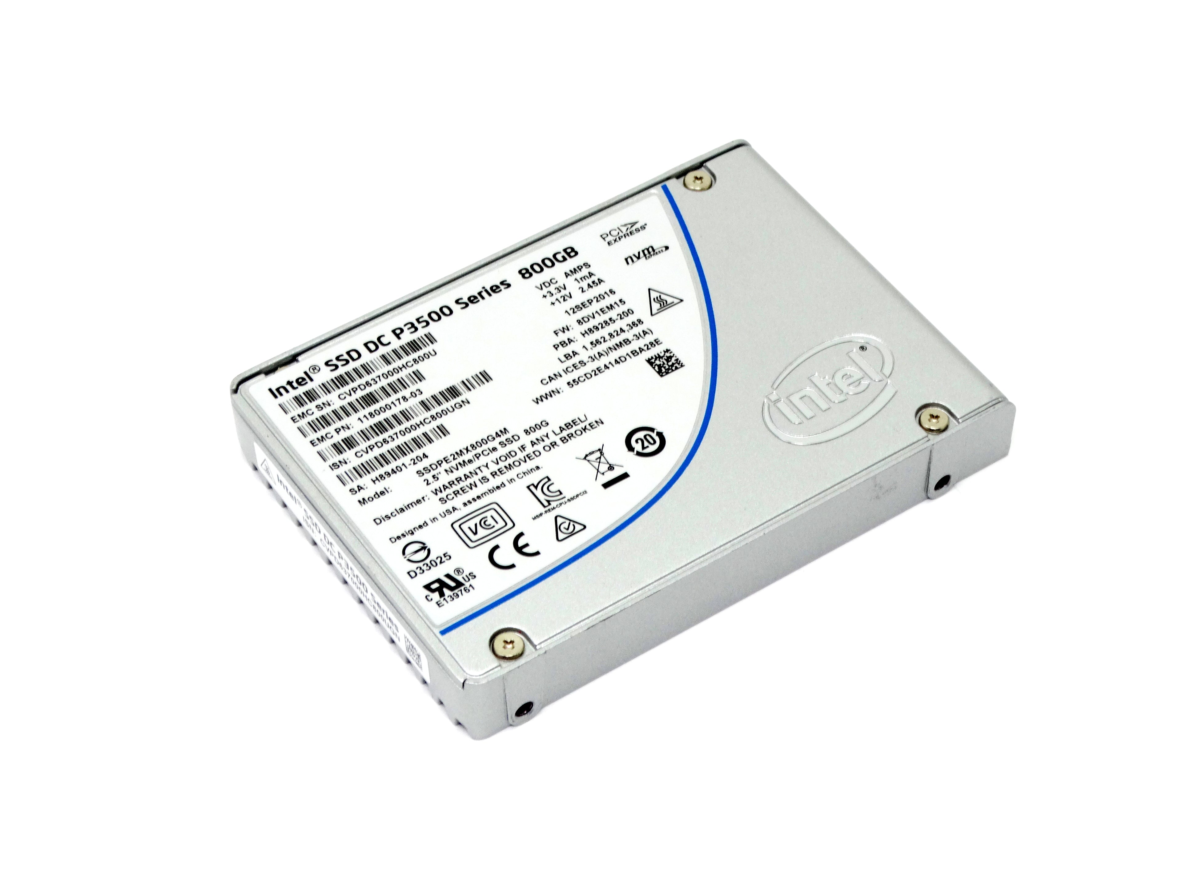 EMC Intel DC P3500 Series 800GB PCIe NVMe 2.5'' SSD (SSDPE2MX800G4J)
