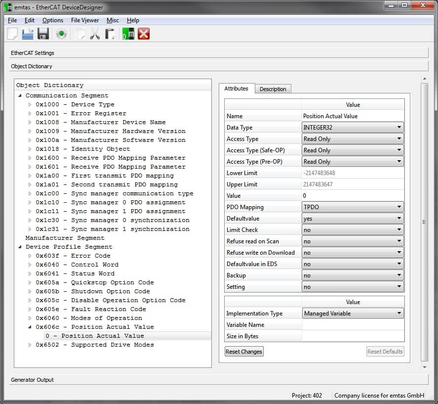 EtherCAT DeviceDesigner