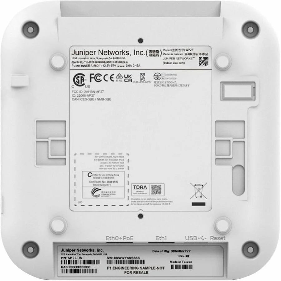 Mist AP27 Tri Band Wi-Fi 7 IEEE 802.11 a/b/g/n/ac/ax/be 9.38 Gbit/s Wireless Access Point - Indoor - Yes